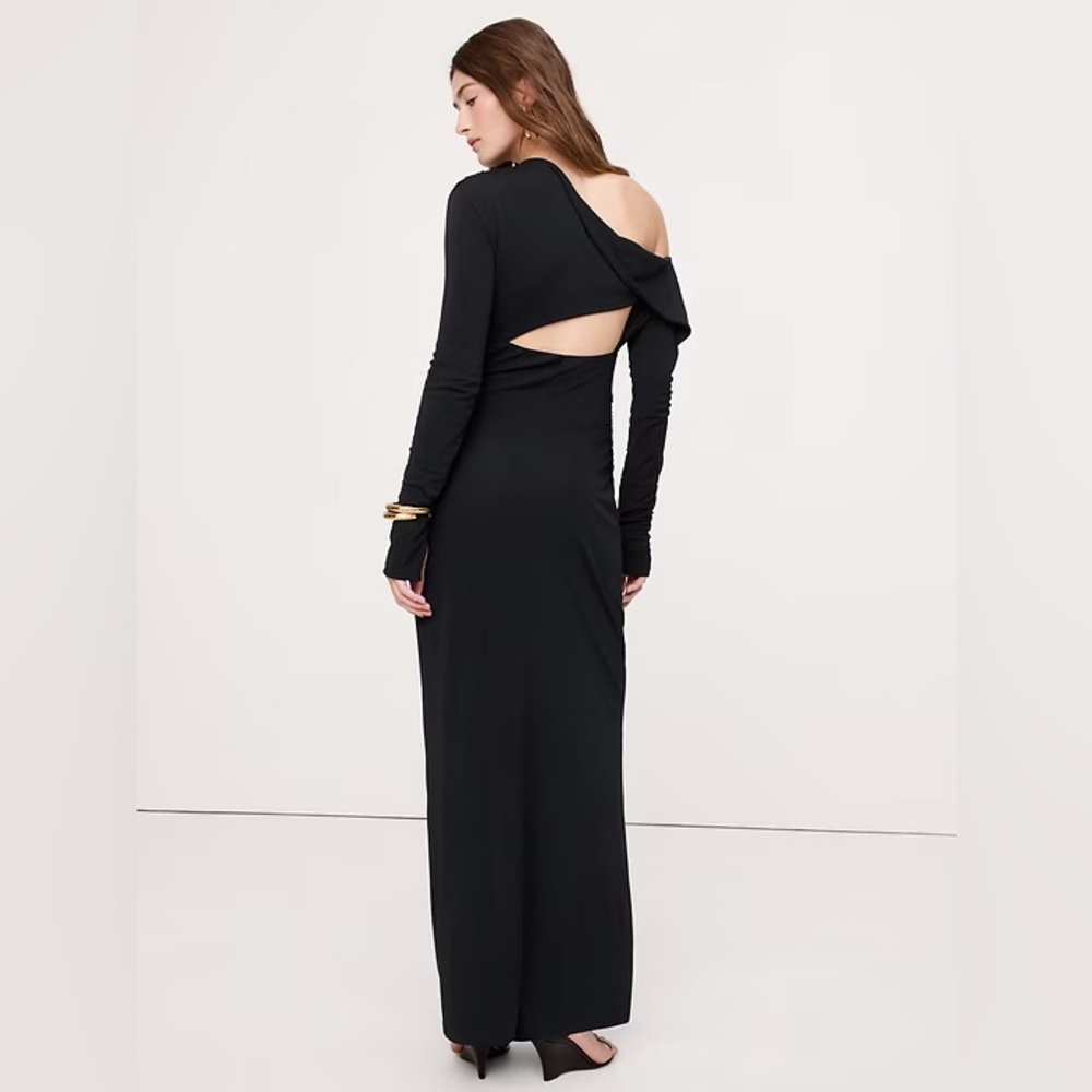 Banana Republic Black Long-Sleeve Cutout Back Maxi Dress